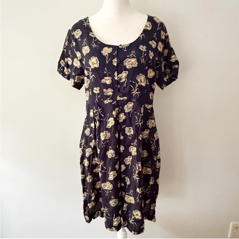 Vintage Romper Womens M Navy Floral 90s Grunge Boho Cottagecore